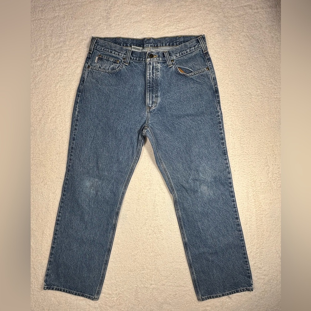 Carhartt Mens Work Jeans Loose Fit Medium Wash 38x32